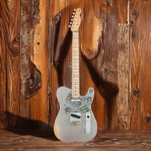 Fender Brad Paisley Road Worn Telecaster Electric Guitar, Silver Sparkle, Maple Fingerboard