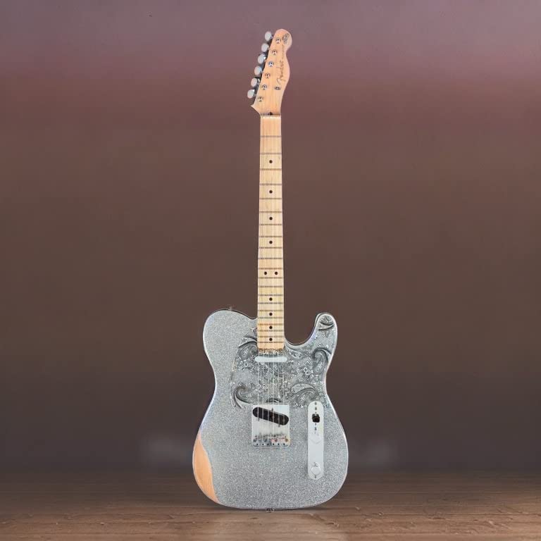 Fender Brad Paisley Road Worn Telecaster Electric Guitar, Silver Sparkle, Maple Fingerboard