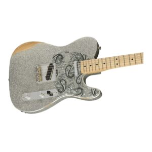 Fender Brad Paisley Road Worn Telecaster Electric Guitar, Silver Sparkle, Maple Fingerboard