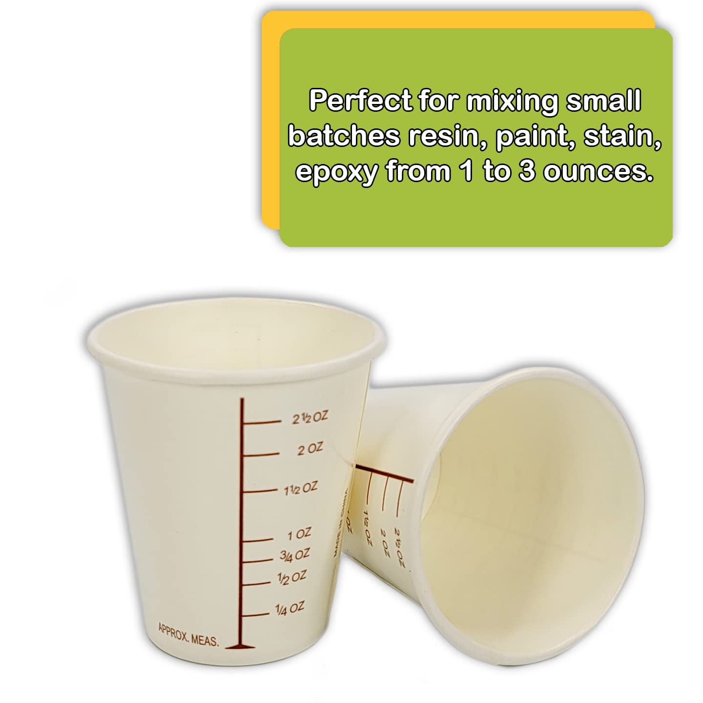 50 3oz Coated Paper Graduated Cups for Mixing Paint, Stain, Epoxy, Resin by NetSellsIt; Disposable, Recyleable, from Renewable Resource Bamboo, Wax Coated