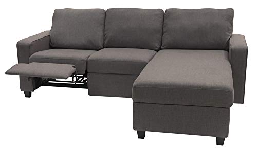 Serta Palisades Reclining Sectional Sofa with Right Storage Chaise, Small Couch with Built-In Storage, Low-Maintenance & Family-Friendly Fabric, Gray