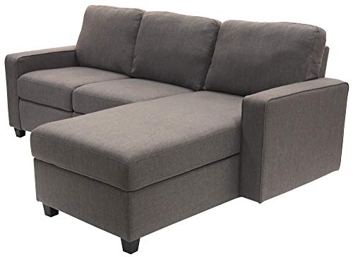 Serta Palisades Reclining Sectional Sofa with Right Storage Chaise, Small Couch with Built-In Storage, Low-Maintenance & Family-Friendly Fabric, Gray