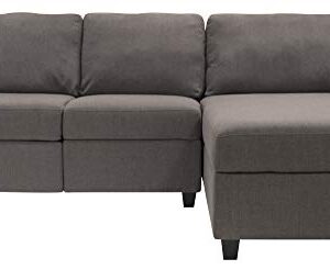 Serta Palisades Reclining Sectional Sofa with Right Storage Chaise, Small Couch with Built-In Storage, Low-Maintenance & Family-Friendly Fabric, Gray