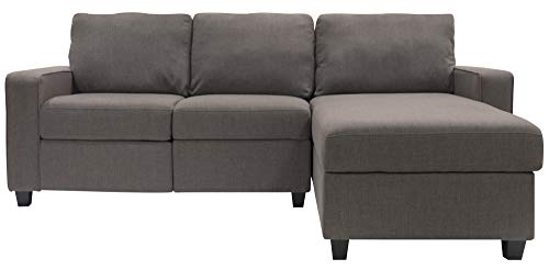 Serta Palisades Reclining Sectional Sofa with Right Storage Chaise, Small Couch with Built-In Storage, Low-Maintenance & Family-Friendly Fabric, Gray