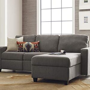 Serta Palisades Reclining Sectional Sofa with Right Storage Chaise, Small Couch with Built-In Storage, Low-Maintenance & Family-Friendly Fabric, Gray