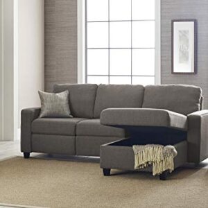 Serta Palisades Reclining Sectional Sofa with Right Storage Chaise, Small Couch with Built-In Storage, Low-Maintenance & Family-Friendly Fabric, Gray