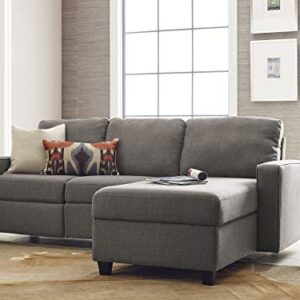 Serta Palisades Reclining Sectional Sofa with Right Storage Chaise, Small Couch with Built-In Storage, Low-Maintenance & Family-Friendly Fabric, Gray