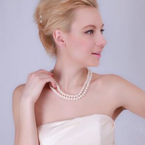 JYX Double-row 8mm Flatly-round Freshwater Cultured Pearl Necklace 22"