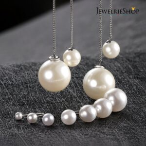 JewelrieShop Pearl Earrings Faux Pearl Stud Ball Earrings Hypoallergenic Pearl Drop Dangle for Women (7 Pairs Studs and 1 Pairs Dangle Earrings)