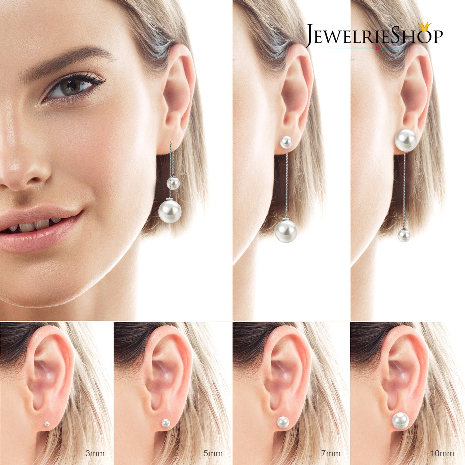 JewelrieShop Pearl Earrings Faux Pearl Stud Ball Earrings Hypoallergenic Pearl Drop Dangle for Women (7 Pairs Studs and 1 Pairs Dangle Earrings)