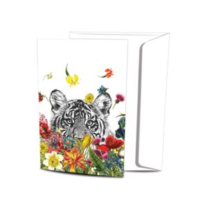 tree-free greetings econotes 12-count happy happy bird sunflower blank notecard set with envelopes, all occasion, floral card (fs56946)