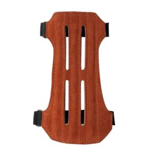 Toparchery Leather Protective Gear Arm Guard 2 Straps Hunting Target with Three Finger Gloves Tab Shooting Practice