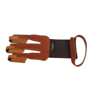 Toparchery Leather Protective Gear Arm Guard 2 Straps Hunting Target with Three Finger Gloves Tab Shooting Practice