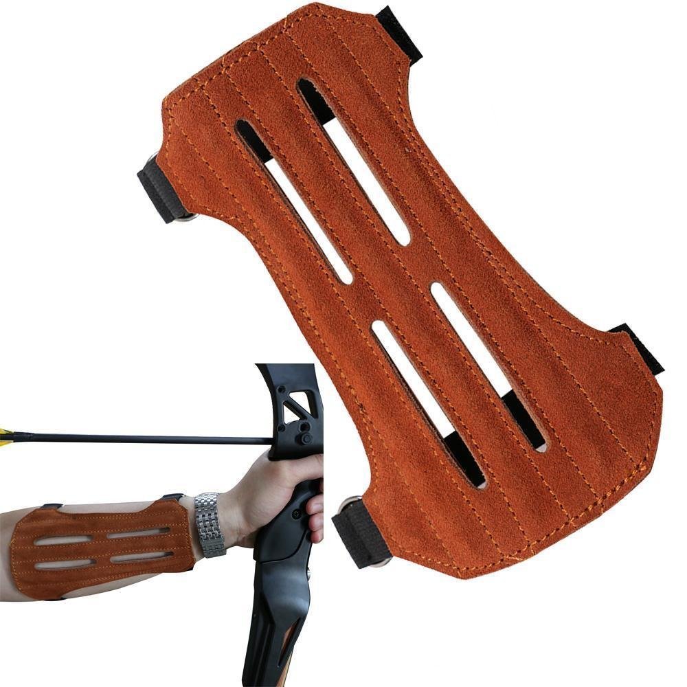 Toparchery Leather Protective Gear Arm Guard 2 Straps Hunting Target with Three Finger Gloves Tab Shooting Practice