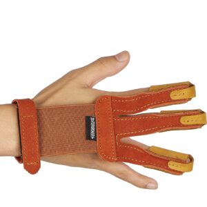 TOPARCHERY Finger Hand Protective Gloves Leather Target Arm Guard 3 Finger Tab for Hunting Compound Recurve Bow