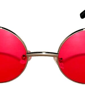 Round Retro Vintage Circle Style Sunglasses Red Lens Metal Frame