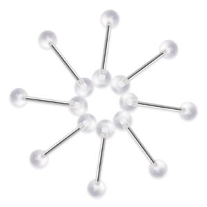 CrazyPiercing Transparent Acrylic Ball and Stainless Steel Bar Tongue ring 14G or Nipple Ring