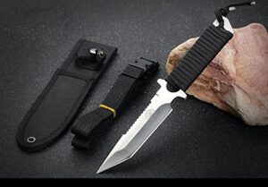 fixed blade hunting knife, straight blade, nylon handle cover