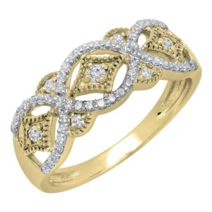 Dazzlingrock Collection 0.33 Carat (ctw) 10K Round Diamond Ladies Vintage Style Wedding Band 1/3 CT, Yellow Gold, Size 7