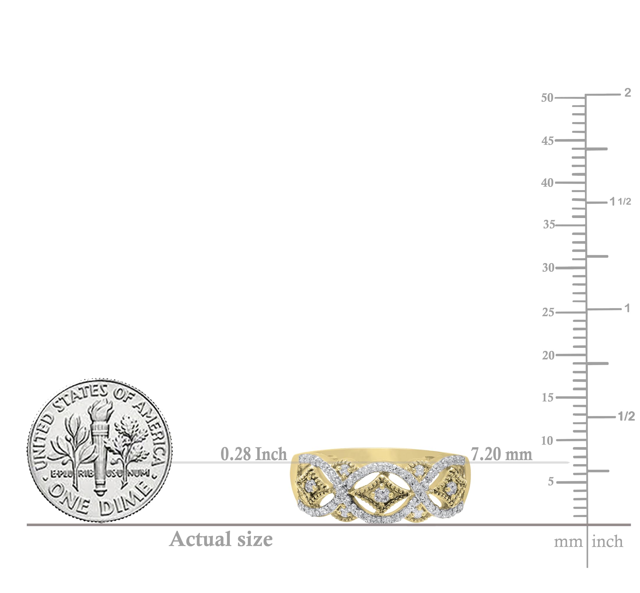 Dazzlingrock Collection 0.33 Carat (ctw) 10K Round Diamond Ladies Vintage Style Wedding Band 1/3 CT, Yellow Gold, Size 7