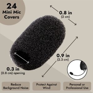 Juvale 24 Pack Microphone Headset Windscreen Covers - Mini Foam Wind Guard Screens for Lavalier and Lapel Mic, Noise Reduction Muff (Black, 0.8 Inch)