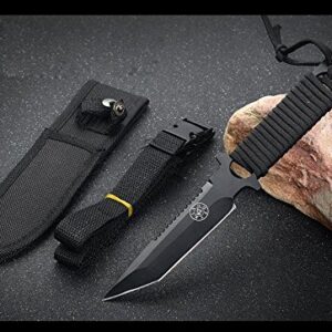 Fixed Blade Hunting Knife, Straight Blade, Nylon Handle Cover