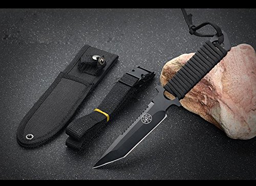 Fixed Blade Hunting Knife, Straight Blade, Nylon Handle Cover