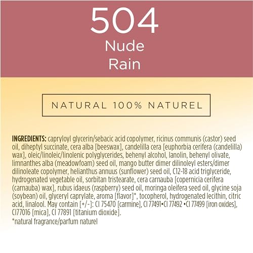 Burt’s Bees 100% Natural Glossy Lipstick, Nude Rain - 1 Tube