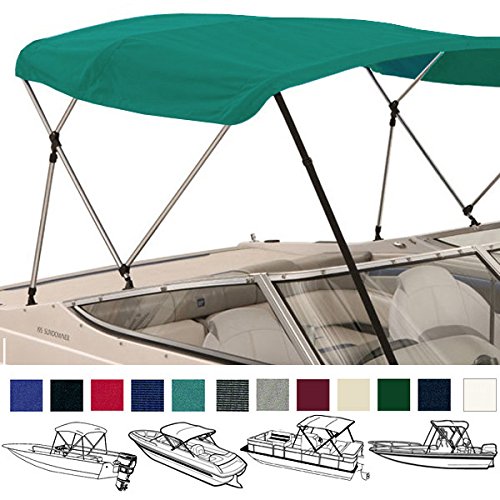 SavvyCraft Bimini TOP Boat Cover Teal 3 Bow 72" L 46" H 85"-90" W - W/Boot & Rear Poles