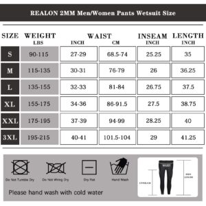 REALON Wetsuit Pants Men Womens Wet Suits Swim Tights 3mm Neoprene Swimming Leggings 2mm Long Diving Surfing Kayak Pant Keep Warm for Workout Scuba Snorkeling Canoeing Water Sports