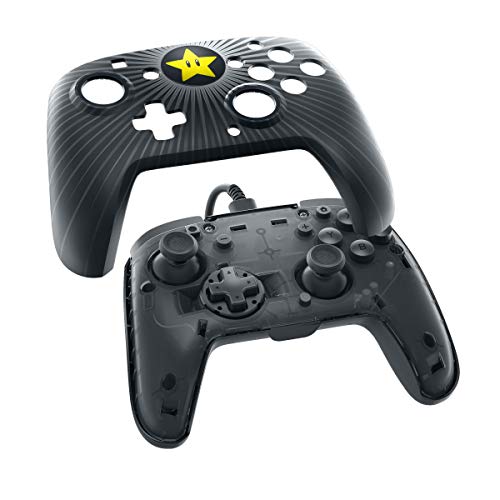 PDP Gaming Wired Pro Controller Faceplate: Black Mario Star - Nintendo Switch Faceoff