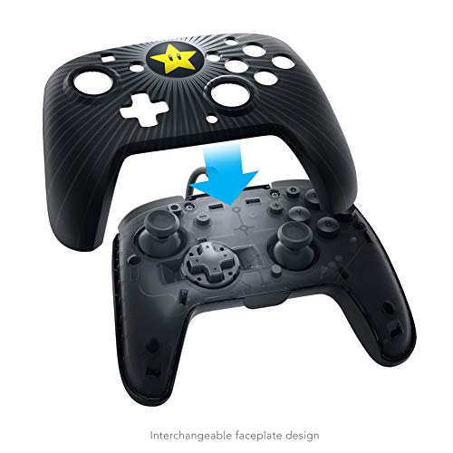 PDP Gaming Wired Pro Controller Faceplate: Black Mario Star - Nintendo Switch Faceoff