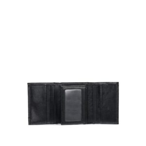 Kenneth Cole Reaction Men's Wallet - RFID Genuine Leather Slim Trifold with ID Window and Card Slots, Black Plaque