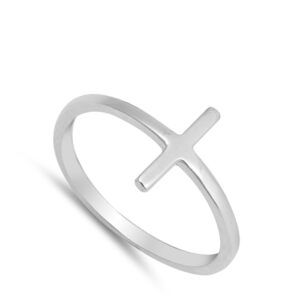 Sideways Cross Bar Stackable Love Ring New .925 Sterling Silver Band Size 9