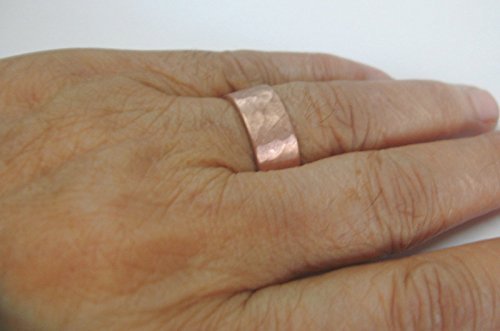 Roger Enterprises Wide 8mm Solid Copper Ring with Hammerred Design Made in USA Snug Fit (10)