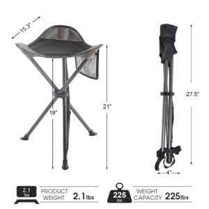 PORTAL Tall Folding Tripod Stool for Outdoor Camping Walking Hunting Hiking Fishing Travel, Support 225 lbs