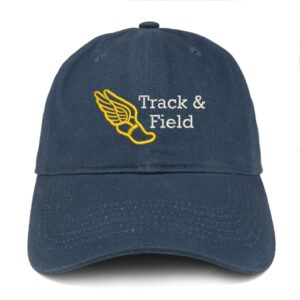 Trendy Apparel Shop Track and Field Quality Embroidered Low Profile Brushed Cotton Dad Hat Cap - Navy