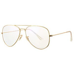 COASION Classic Non prescription Aviator Glasses Clear Lens Metal Frame Eyewear for Men Women (58mm, Gold)