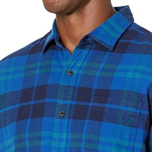 Amazon Essentials Men's Long-Sleeve Flannel Shirt (Available in Big & Tall), Black Blue Plaid, XX-Large