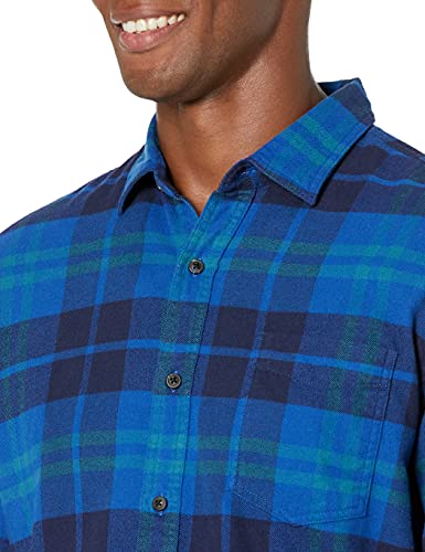 Amazon Essentials Men's Long-Sleeve Flannel Shirt (Available in Big & Tall), Black Blue Plaid, XX-Large