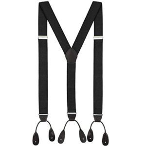 LUTHER PIKE SEATTLE Suspenders for Men - 1.25" Y-Back Men's Suspenders, Black