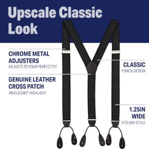 LUTHER PIKE SEATTLE Suspenders for Men - 1.25" Y-Back Men's Suspenders, Black