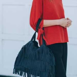 LAGGO Remy Fringe Bag (Black Nubuck)