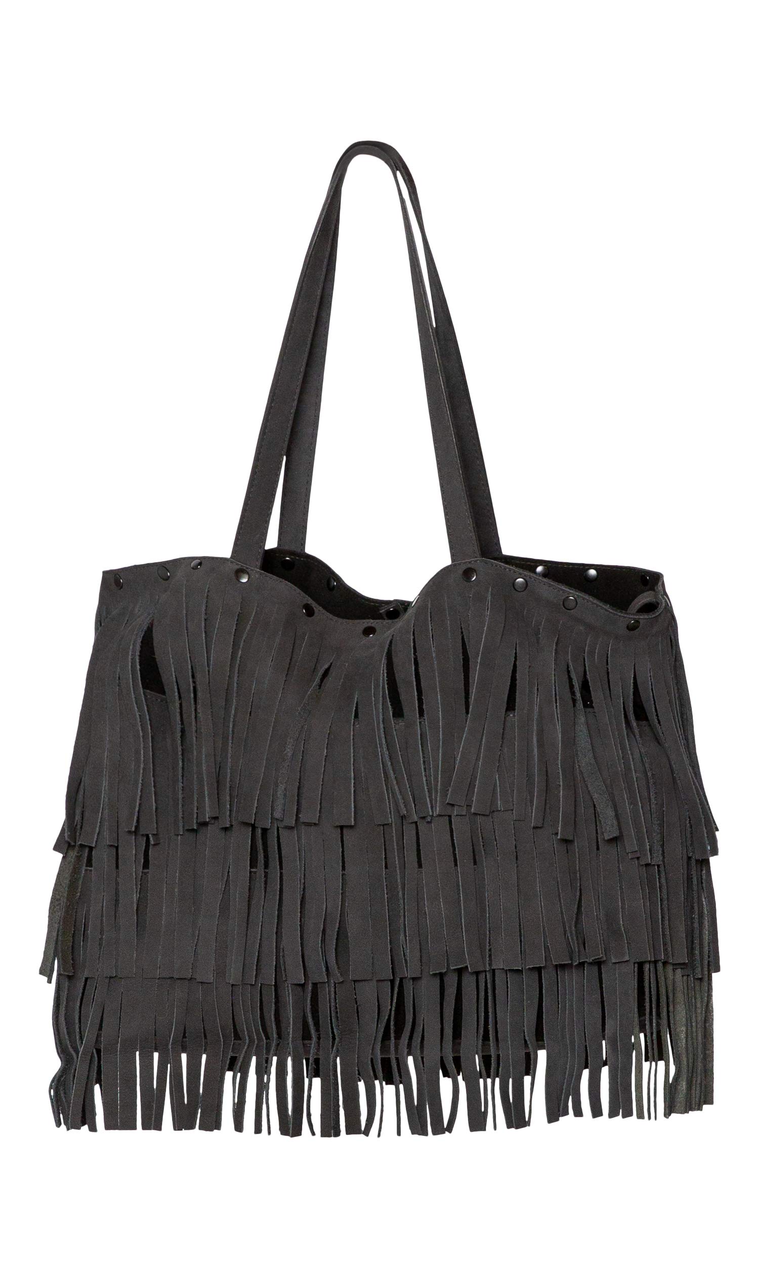 LAGGO Remy Fringe Bag (Black Nubuck)