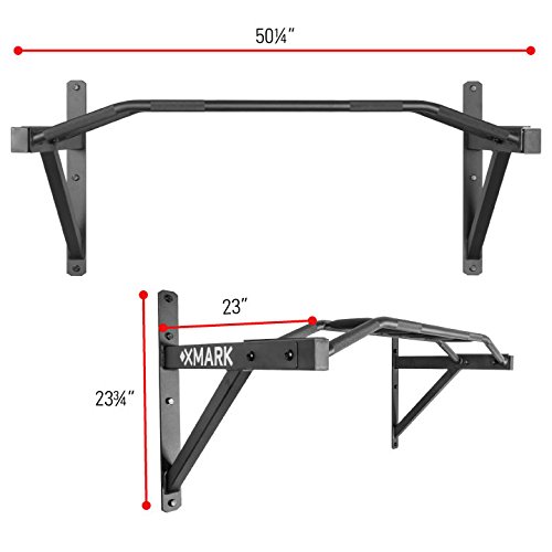 XMark Pull Up Bar, Wall Mounted Pull-Up Bar, Commercial Multi-Grip Wall Mount, Greater Stability, Countless Hand Positions for Targeting Specific Muscles, Great Upper Body Workout