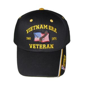 vietnam era veteran 1960-1975 eagle with flag baseball cap. black, adjustable