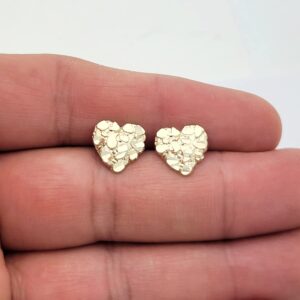 10K Yellow Gold Diamond Cut Nugget Heart Earrings