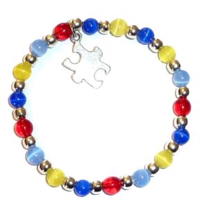 Hidden Hollow Beads Autism Awareness Bracelet, Adult size, Comes packaged (Stretch (Fits Most Adults))