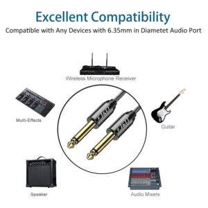 J&D 6.35mm Guitar Instrument Cable, Gold Plated Copper Shell Heavy Duty 6.35mm 1/4 inch TS Mono Audio Cable with Zinc Alloy Housing and Nylon Braid for Guitar, Multi Effects, Amplifiers, 9 Feet