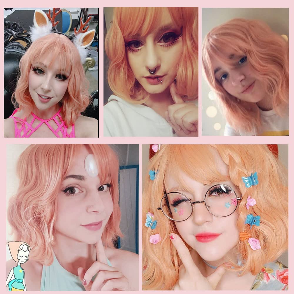 NiceLisa Lovely Pink Short Wavy Harajuku Anime Cosplay Wigs Full Hair COS Props